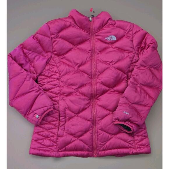 The North Face Girls XL 18 Goose Down Barbie Pink Puffer‎ Jacket Coat 550 - Picture 1 of 11